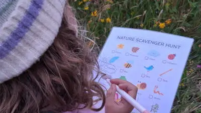 wonder-quest child completing scavenger hunt